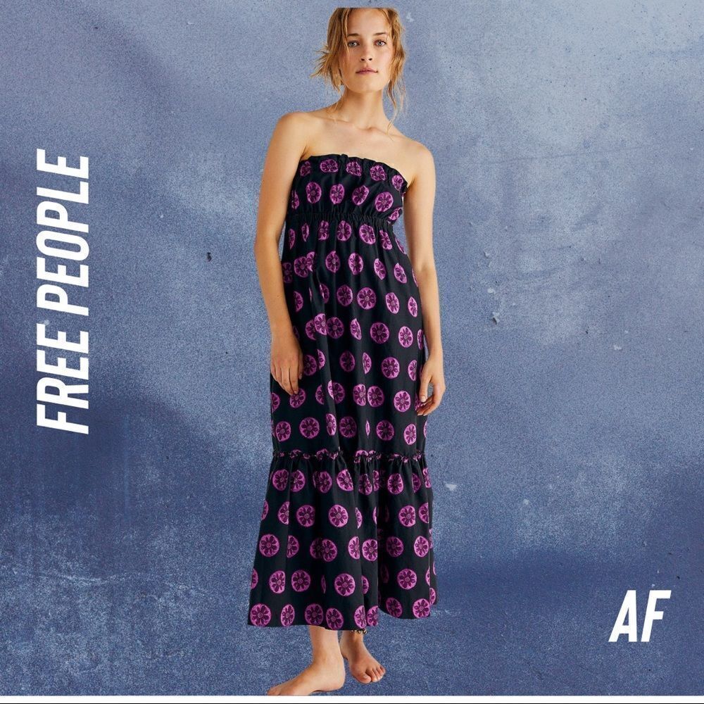 FREE PEOPLE LEANNA TUBE DRESS BLACK COMBO NEW NWT LARGE